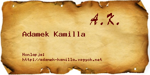 Adamek Kamilla névjegykártya